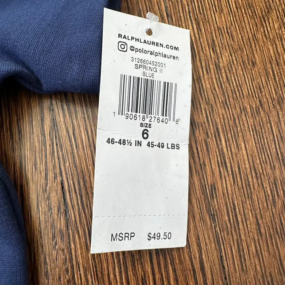 Polo Ralph Lauren Girls Flutter Sleeve Dress Blue Size 6 NWT